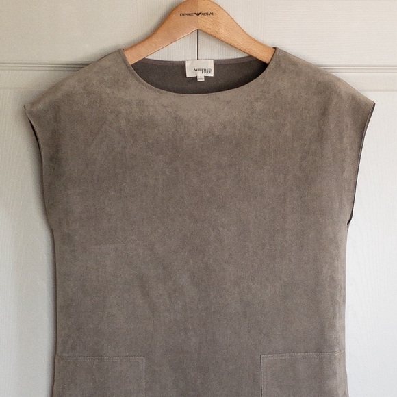 Wilfred Free Aritzia Faux Suede Nori Boxy Mini Dress Tunic Sleeveless Minimalist - Picture 3 of 10